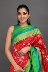 Red Silk Saree With Green BorderIMG_7826