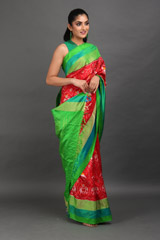 Red Silk Saree With Green BorderIMG_7829