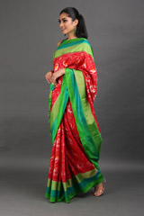 Red Silk Saree With Green BorderIMG_7830