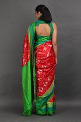 Red Silk Saree With Green BorderIMG_7836