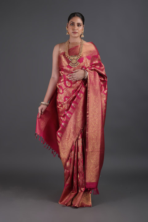 Rani Pink Silk Saree