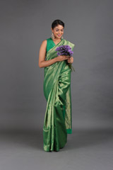 Green Chevron Motif Saree