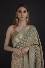 Grey Bandhej Saree_DTR1024
