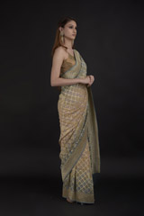 Grey Bandhej Saree_DTR1028