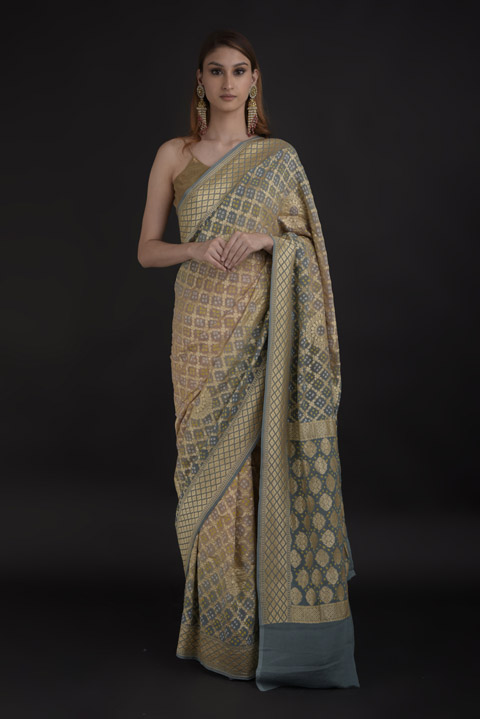 Grey Bandhej Saree