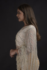 Ivory Net Saree_DTR1519