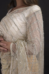 Ivory Net Saree_DTR1523
