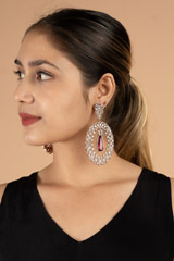 Maroon Oval Earrings