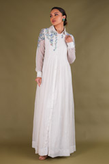 White Organza Shirt Dress