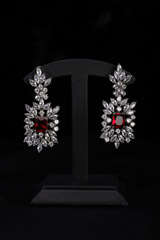 Maroon and White Stone Earrings