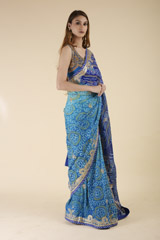 Blue Bandhej Saree_DTR1071