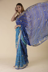 Blue Bandhej Saree_DTR1073