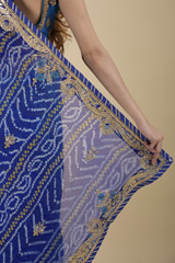 Blue Bandhej Saree_DTR1074