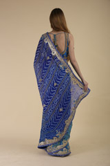 Blue Bandhej Saree_DTR1075