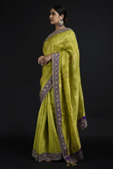 Green Chanderi Saree Set_SUB1066
