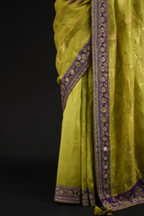 Green Chanderi Saree Set_SUB1075