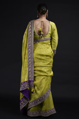 Green Chanderi Saree Set_SUB1082