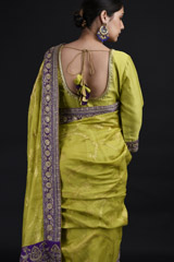 Green Chanderi Saree Set_SUB1084