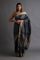 Dark Grey Silk SareeIMG_4770