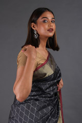 Dark Grey Silk SareeIMG_4776