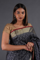 Dark Grey Silk SareeIMG_4777