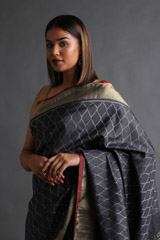 Dark Grey Silk SareeIMG_4779