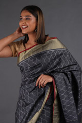 Dark Grey Silk SareeIMG_4780