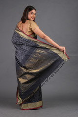 Dark Grey Silk SareeIMG_4789