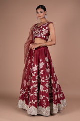 Maroon Embroidery Lehenga SetDSC05474