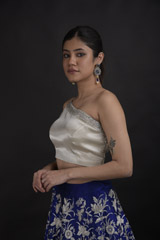 Blue Embroidered Top Bottom Set_DTR0659