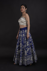 Blue Embroidered Top Bottom Set_DTR0660