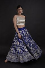 Blue Embroidered Top Bottom Set