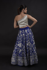 Blue Embroidered Top Bottom Set_DTR0664