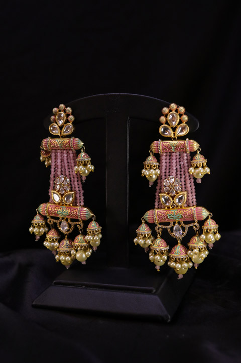 Pink Beaded Earrings
