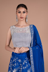 Blue Embroidered Lehenga SetDSC06071