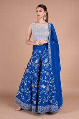 Blue Embroidered Lehenga SetDSC06072
