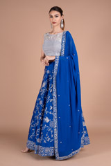 Blue Embroidered Lehenga SetDSC06073