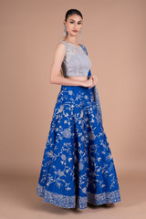 Blue Embroidered Lehenga SetDSC06075