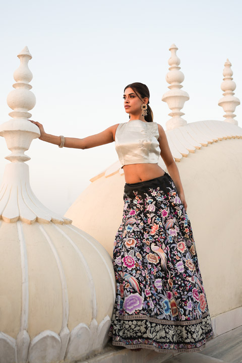 Black Embroidered Top Bottom Set