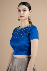 Royal Blue Saree BlouseDSC09622