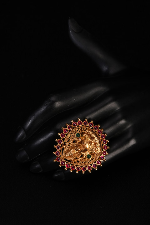 Ruby and Gold Ganesha Ring