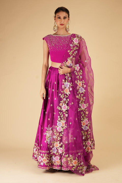 Pink Embroidered Lehenga