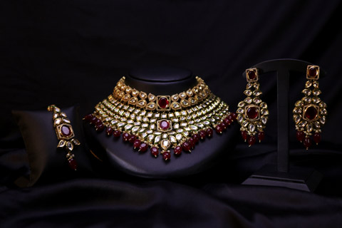 Kundan Red and Gold Heavy Necklace Set