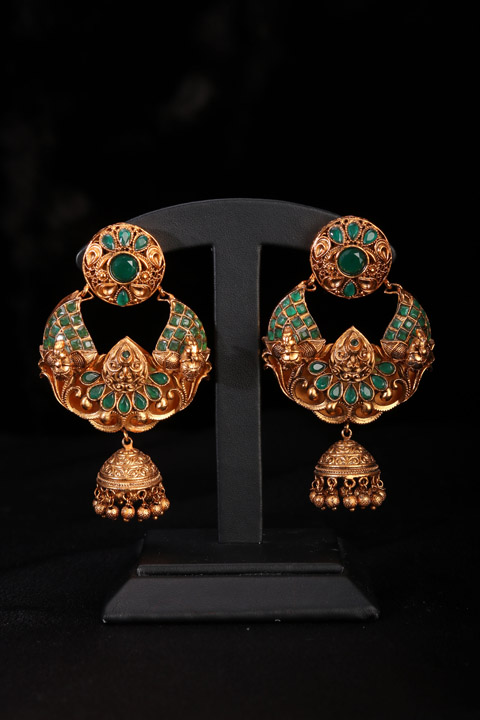 Green Stone Embedded Earrings