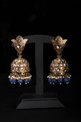 Blue Kundan And Pearl Earring
