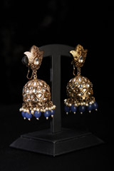 Blue Kundan And Pearl EarringIMG_0526