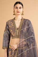 Dark Grey Chanderi LehengaDSC07878