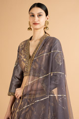 Dark Grey Chanderi LehengaDSC07879