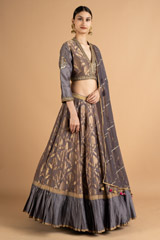 Dark Grey Chanderi LehengaDSC07881