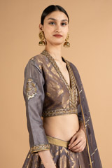 Dark Grey Chanderi LehengaDSC07882